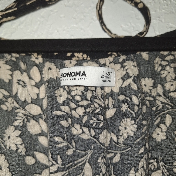 Sonoma Floral Maxi Dress MATERNITY Large Black with Tan Flowers - Picture 7 of 11
